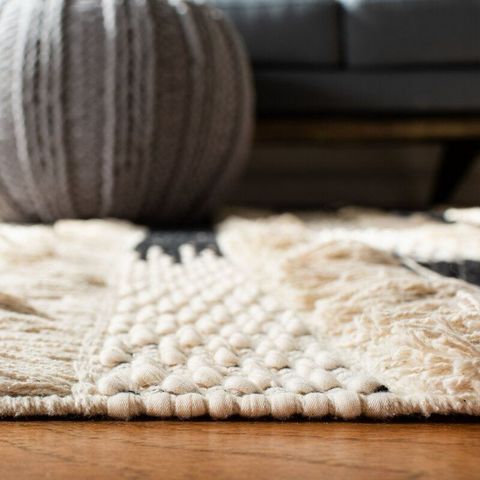 Gracie Oaks Jessen Striped Handmade Flatweave Cotton Ivory/Black Area ... inside Caring for Your Flatweave Cotton Rug A Deep Dive